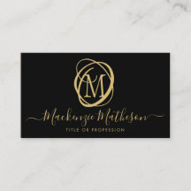 Stijlvol zwart monogram Gold-script