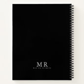 Stijlvol zwart monogram notitieboek (Achterkant)