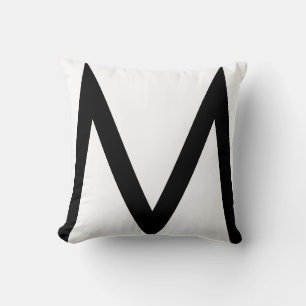 Stijlvol zwart monogram op witte kussenhoes kussen