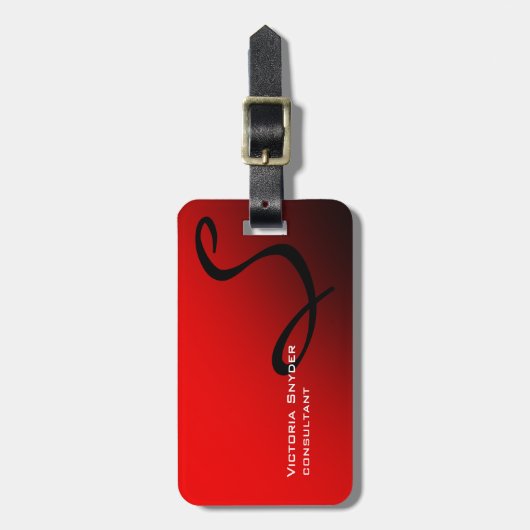 Stijlvol zwart monogram Professional Bagagelabel (Voorkant verticaal)