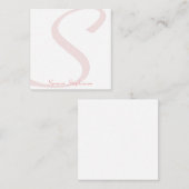 Stijlvol zwart monogram - roze minimalistisch notitiekaartje (Voorkant / Achterkant)