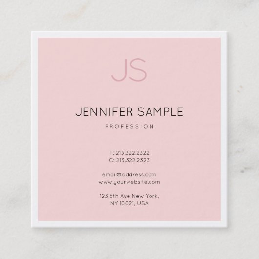 Stijlvol zwart monogram, stijlvol design luxe vierkante visitekaartje (Voorkant)