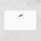 Stijlvol zwart monogram - White Plain Professional Visitekaartje (Achterkant)