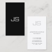 Stijlvol zwart monogram zwart wit modern stijlvol  visitekaartje (Voorkant / Achterkant)