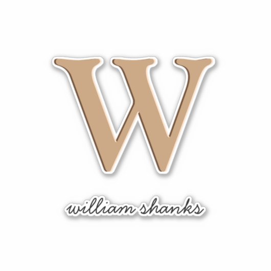 Stijlvol zwart monogram zwarte goudscriptnaam sticker (Voorkant)