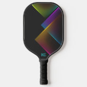 Stijlvol zwart neon geometrisch monogram pickleball paddle (Voorkant)