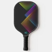 Stijlvol zwart neon geometrisch monogram pickleball paddle (Achterkant)