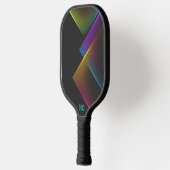 Stijlvol zwart neon geometrisch monogram pickleball paddle (Links)