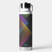 Stijlvol zwart neon geometrisch monogram waterfles (Achterkant)