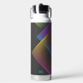 Stijlvol zwart neon geometrisch monogram waterfles (Voorkant)