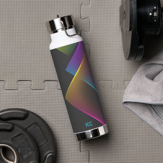 Stijlvol zwart neon geometrisch monogram waterfles (Gym (Gedraaid) )