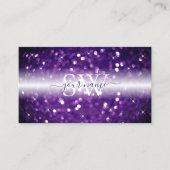 Stijlvol zwart Paars mousserend glitter-monogram Visitekaartje (Voorkant)