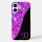 Stijlvol zwart Paars zwart zwart Glitter Monogram Case-Mate iPhone Case (Achterkant)