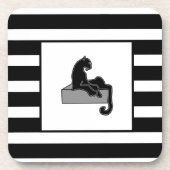Stijlvol zwart pantherkat — wit modern bier onderzetter (Voorkant)