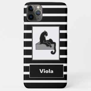 Stijlvol zwart pantherkat — wit modern Case-Mate iPhone case