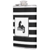 Stijlvol zwart pantherkat — wit modern heupfles (Links)