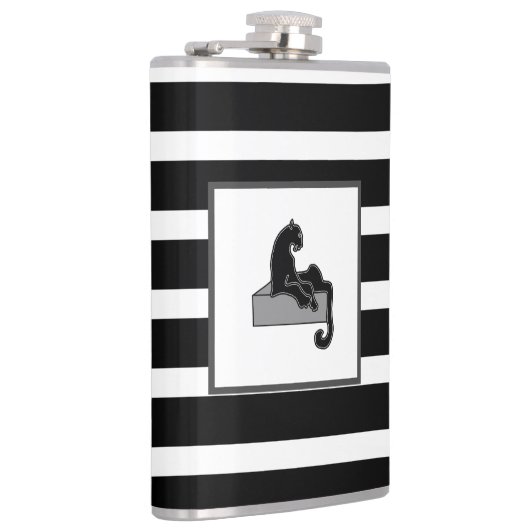 Stijlvol zwart pantherkat — wit modern heupfles (Rechts)