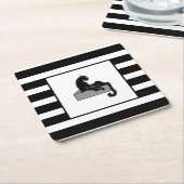 Stijlvol zwart pantherkat — wit modern kartonnen onderzetters (Schuin)