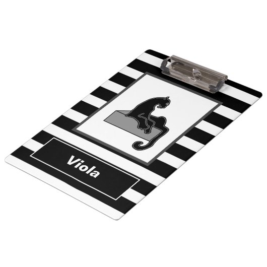 Stijlvol zwart pantherkat — wit modern klembord (Gekanteld)