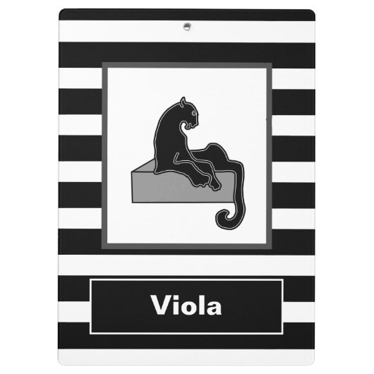 Stijlvol zwart pantherkat — wit modern klembord (Achterkant)