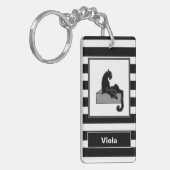 Stijlvol zwart pantherkat — wit modern sleutelhanger (Voorkant Links)