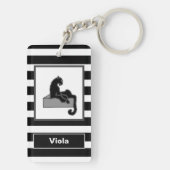 Stijlvol zwart pantherkat — wit modern sleutelhanger (achterkant)