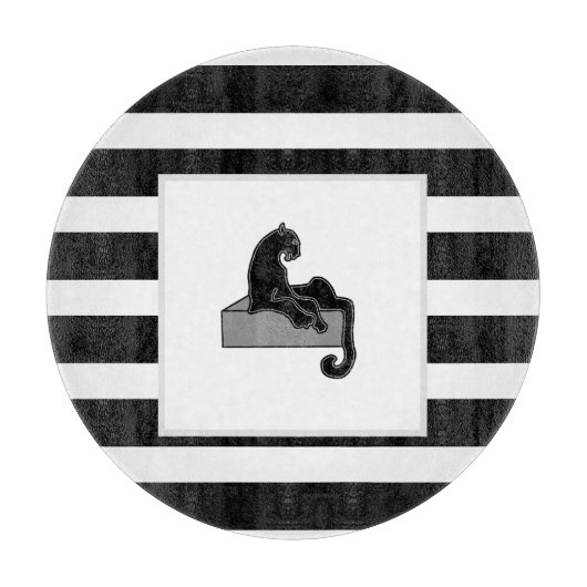 Stijlvol zwart pantherkat — wit modern snijplank (Voorkant)