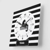 Stijlvol zwart pantherkat — wit modern vierkante klok (Hoek)