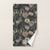 Stijlvol zwart, persoonlijk monogram, Floral Patro Bad Handdoek (Handdoek)