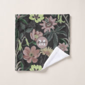 Stijlvol zwart, persoonlijk monogram, Floral Patro Bad Handdoek (Wasdoekje)