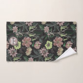 Stijlvol zwart, persoonlijk monogram, Floral Patro Bad Handdoek (Handdoek)