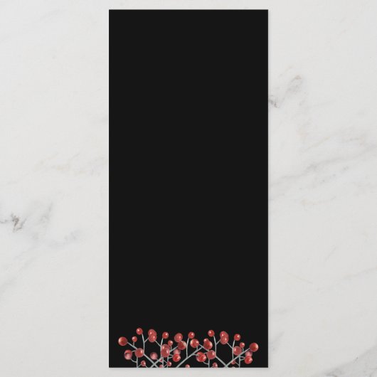 Stijlvol Zwart Rood Berry 4 Course Wedding Menu (Achterkant)