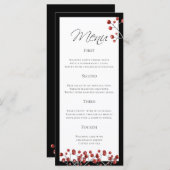 Stijlvol Zwart Rood Berry 4 Course Wedding Menu (Voorkant / Achterkant)