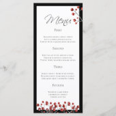 Stijlvol Zwart Rood Berry 4 Course Wedding Menu (Voorkant)