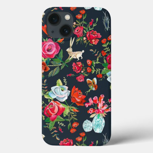 Stijlvol zwart-rood geheim Roos Tuinpatroon Case-Mate iPhone Case (Achterkant)