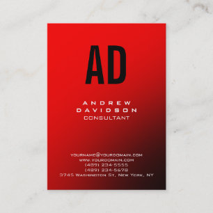 Stijlvol Zwart Rood Monogram Chic Visitekaartje