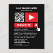 Stijlvol Zwart & Rood - QR Code, Youtube - Vlogger Flyer (Voorkant)