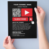 Stijlvol Zwart & Rood - QR Code, Youtube - Vlogger Flyer (Hand)