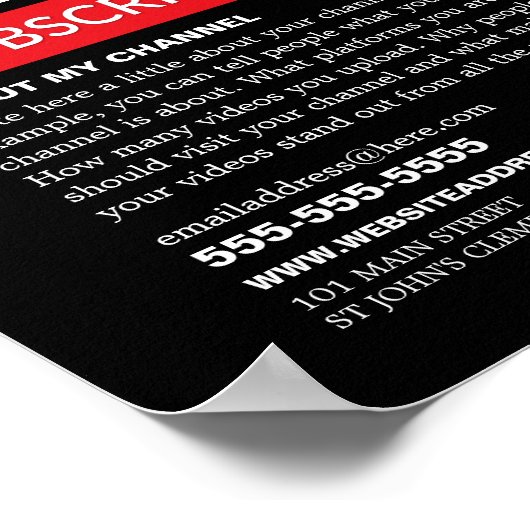 Stijlvol Zwart & Rood - QR Code, Youtube - Vlogger Poster (Hoek)