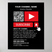 Stijlvol Zwart & Rood - QR Code, Youtube - Vlogger Poster (Voorkant)