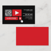 Stijlvol Zwart & Rood - QR Code, Youtube - Vlogger Visitekaartje (Voorkant / Achterkant)
