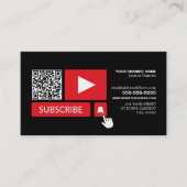 Stijlvol Zwart & Rood - QR Code, Youtube - Vlogger Visitekaartje (Voorkant)