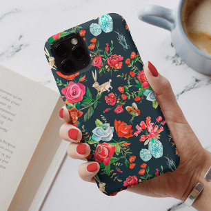 Stijlvol zwart & rood Secret Rose Garden patroon Case-Mate iPhone Case