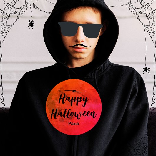 Stijlvol Zwart Rood Sinaasappel Maan Halloween Man Hoodie
