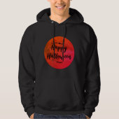 Stijlvol Zwart Rood Sinaasappel Maan Halloween Man Hoodie (Voorkant)