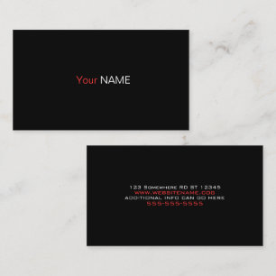 Stijlvol zwart rood wit visitekaartje