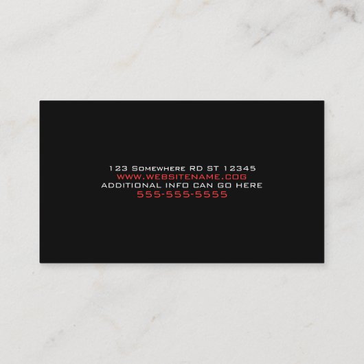 Stijlvol zwart rood wit visitekaartje (Achterkant)