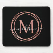 Stijlvol zwart Roos Gold Blush roze monogram cirke Muismat (Voorkant)