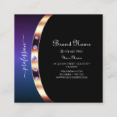 Stijlvol zwart Roos Gold en Paars met Initialen Vierkante Visitekaartje (Achterkant)