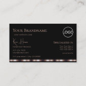 Stijlvol zwart Roos Gold met monogram en Logo Visitekaartje (Achterkant)